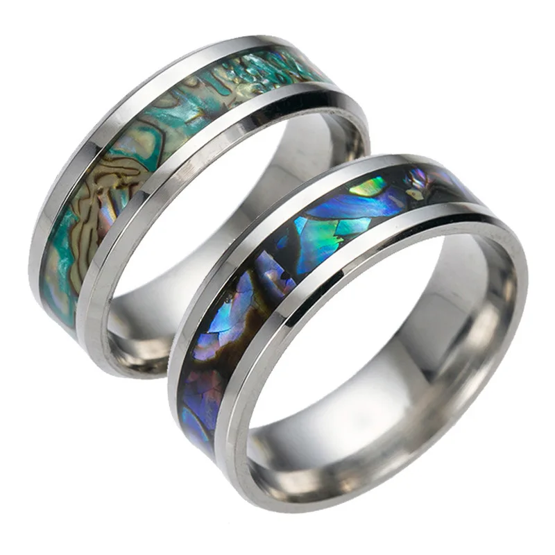 

Stainless steel color Shell Ring men's new personalized gift Abalone shell ring