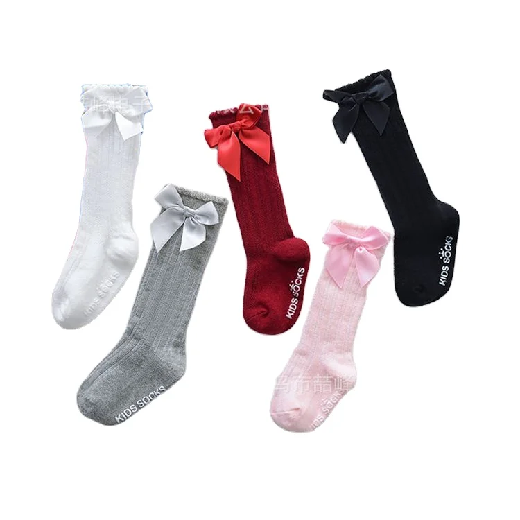 

New Kids baby antiskid Big Bow long socks knee high Toddlers Girls boys Soft Cotton Lace socks
