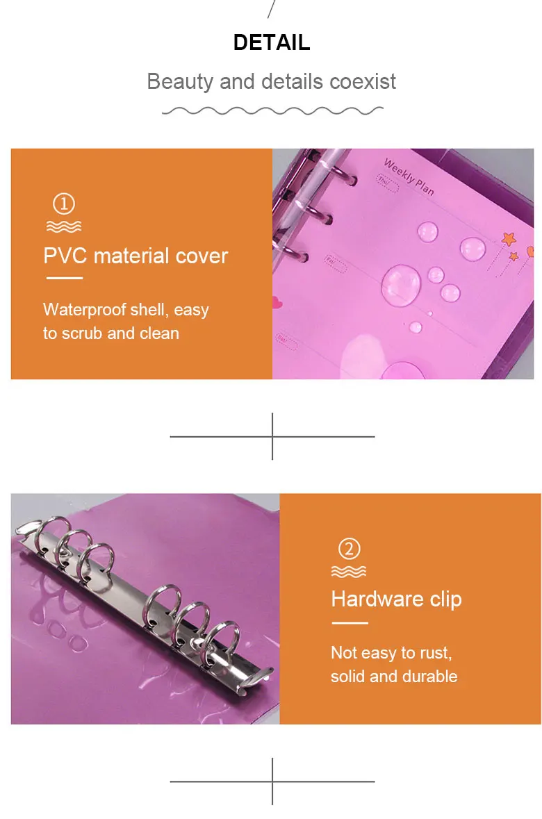 Transparent PVC Cover A7 A6 A5 Soft Colorful PVC Plastic Clear Waterproof OEM Logo Loose Leaf Notepad Shell