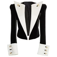 

2019 Wholesale fashion vintage contrast color women ladies velvet blazers