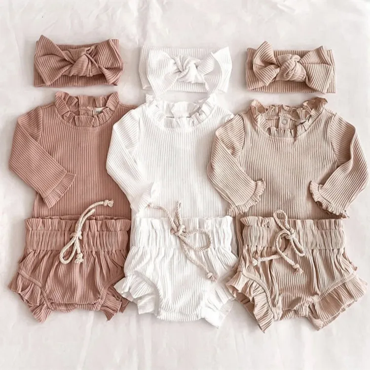 

2022 Spring Unisex Bodysuit Shorts Ruffle Depuy S-rom Wholesale-newborn-baby-clothes New Born Baby Suits Boutique Clothing, Customized color