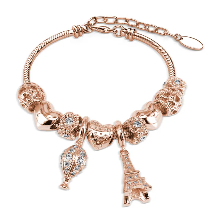 Destiny Jewellery La Ville Charm Bracelet wholesale bracelets Eiffel Tower crystal beads chain jewelry crystal from Swarovski