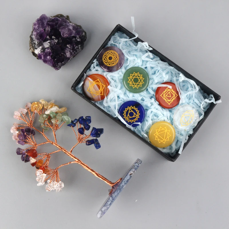 

Hot Selling Healthy Gift 7 Chakra Gemstones Natural Stone Set for Reiki Crystals Healing