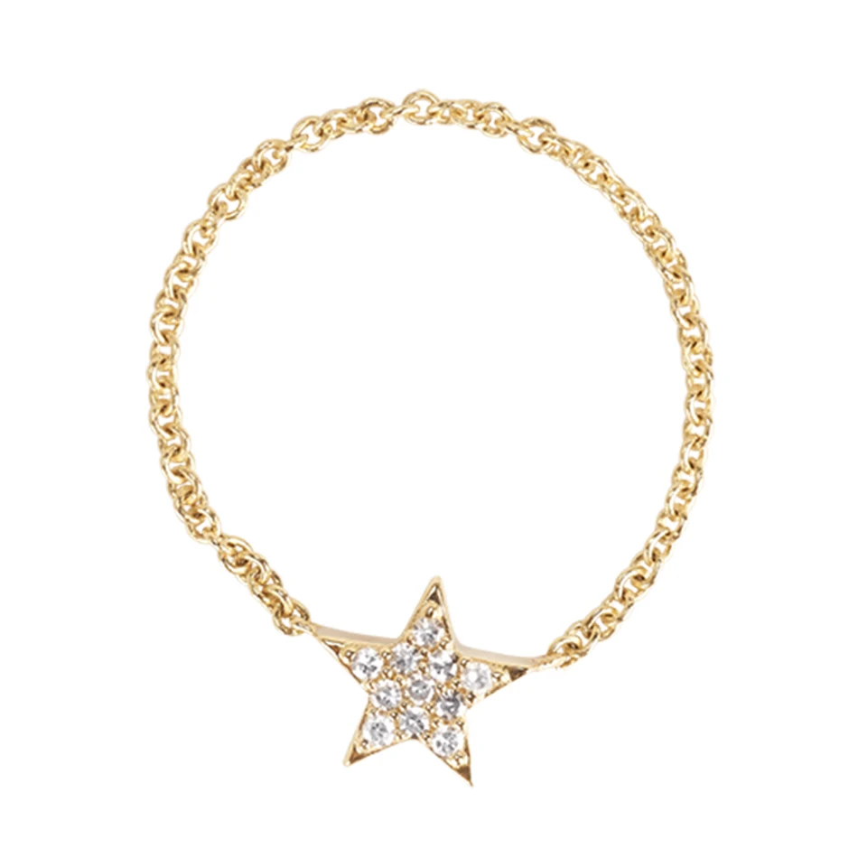 

Fashion Jewelry 925 Sterling Silver Gold Plated Cubic Zircon Star Chain Ring