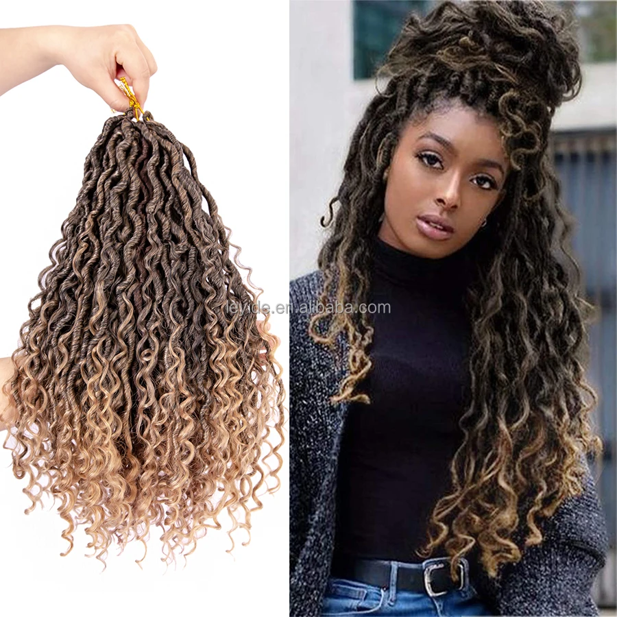 

AliLeader Goddess Pre Looped Curly River Faux Locs Crochet Hair Hippie Locs Bohemian Crochet Braids Hair for Black Women