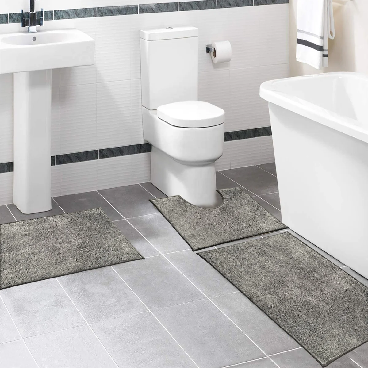 

3 pieces set Anti-slip Bathroom floor Mat toilet Bathroom Rug microfiber non slip plush bath mat carpet cheap price, Customized