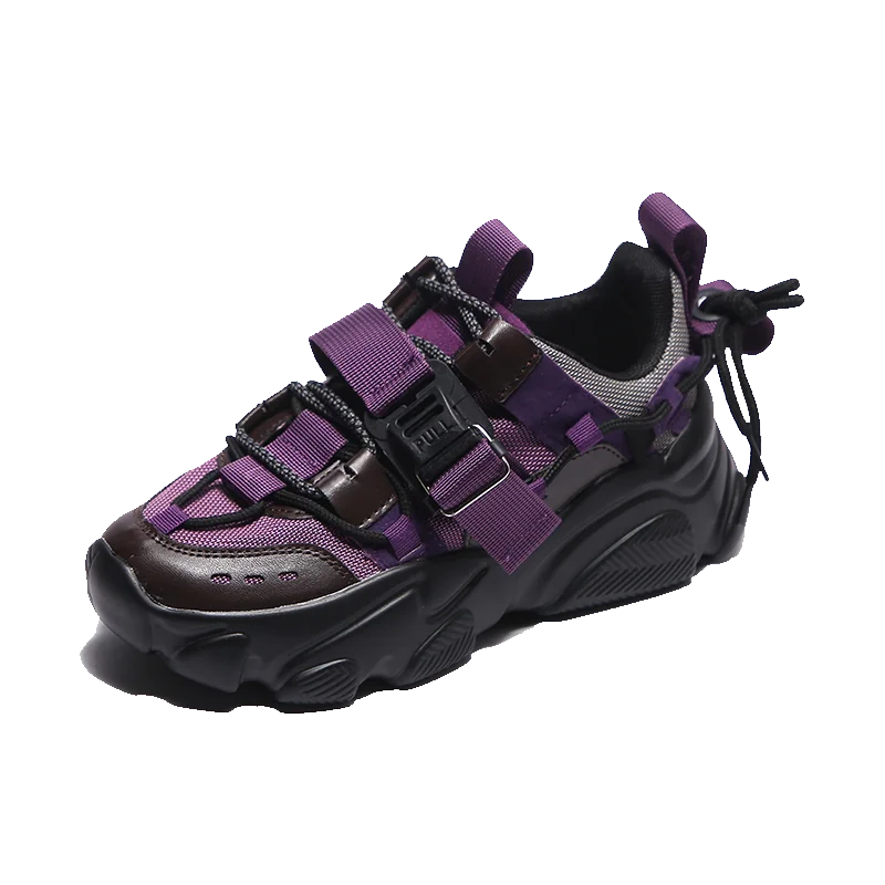 

HappyChina block heel fashion sneaker woman 2020 luxury buckle strap street wear platform walking shoes for women and ladies