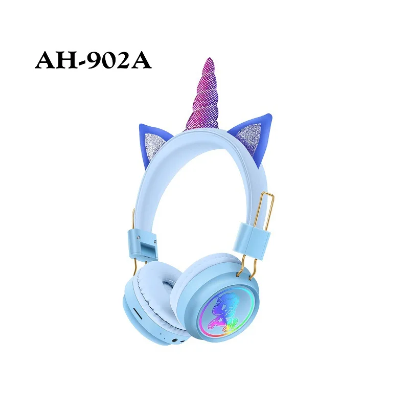 

AH-902A Unicorn Gaming Headphone for kids Unicorn Simple cat ear Wireless headset with stereo
