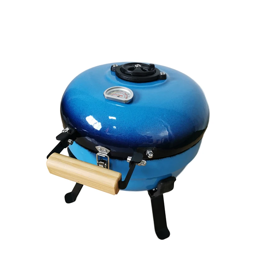Mini Kamado 12inch Portable Easy Take Grill Easy Camping Fishing Home&garden BBQ Porcelain Enamel Steel Cast Iron 2-3 People