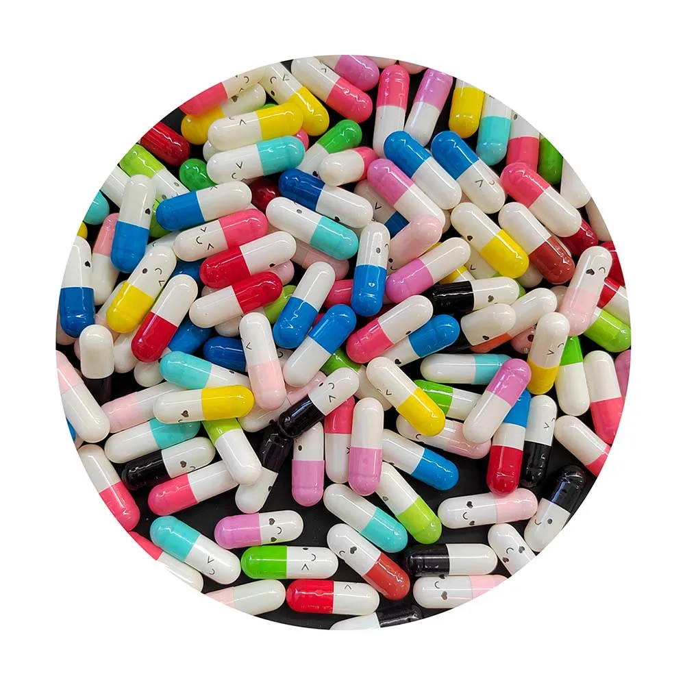 

Multicolor 22*7MM Plastic Capsule Charms Kawaii Valentine's Wish Message Happy Emotion Container Craft DIY