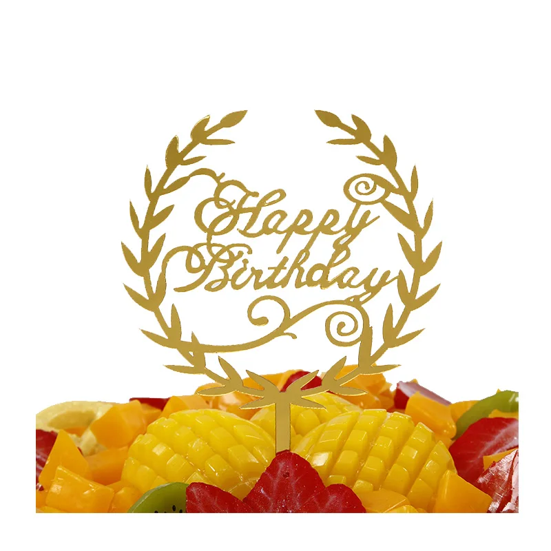 

Happy Birthday Cake Topper Supplies Round Acrylic Baking Cake Insert Decor Cupcake wedding Birthday Party Decoration Cake