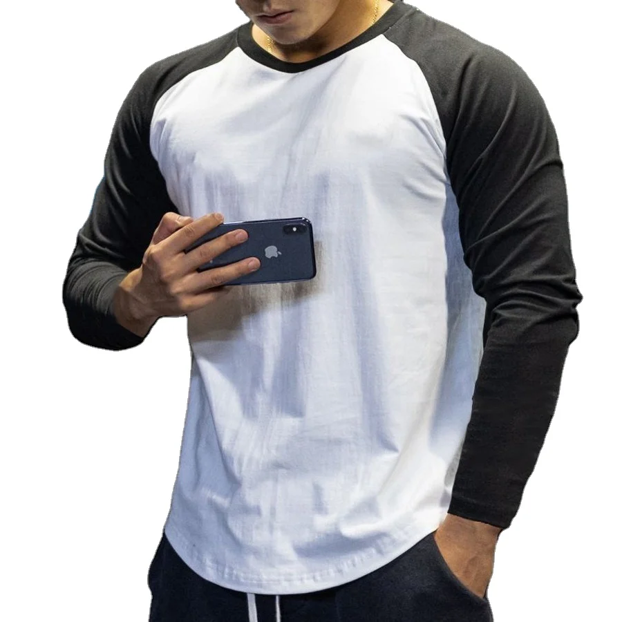 

Popular Breathable Full Long Sleeve Sports Muscle Men Round Neck Gym Fitness T-Shirt