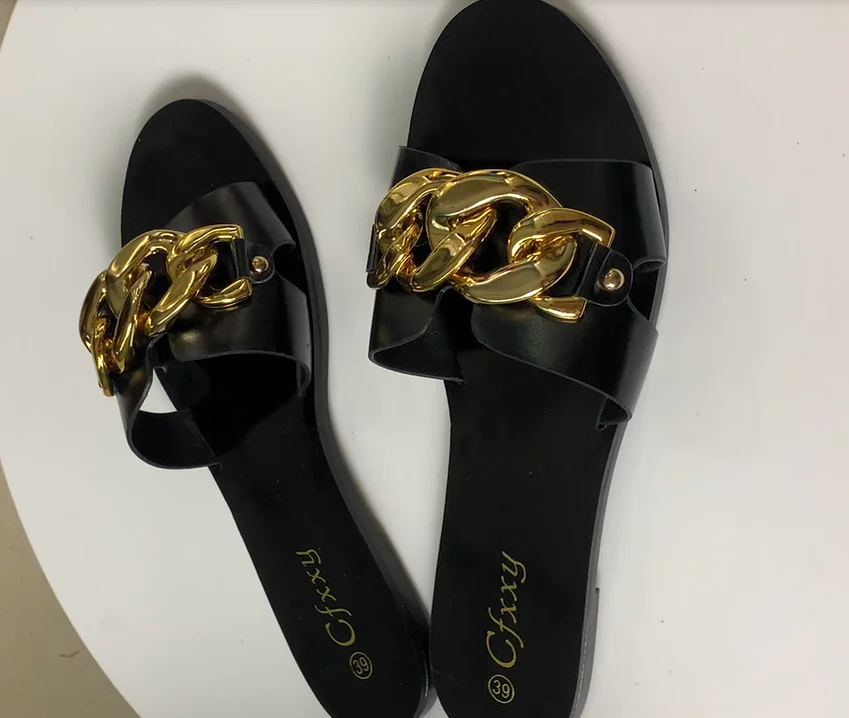 

European and American fashion metal chain sexy hollow out women shoes outdoor sandals platform, Customized color
