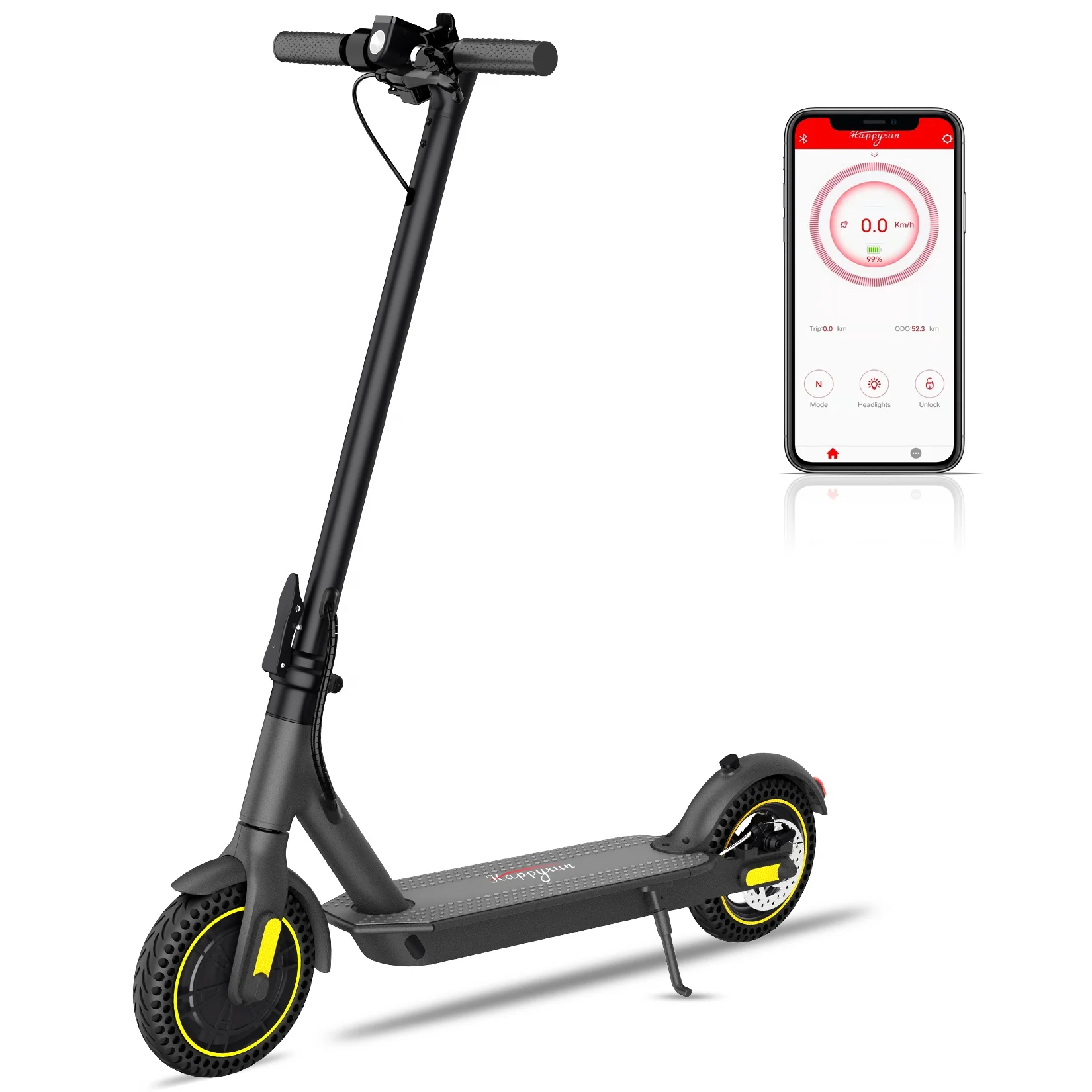 

EU UK dropship 10inch 350w 10.4Ah 25km/h 35km range with App HR365max electric scooter foldable, Black