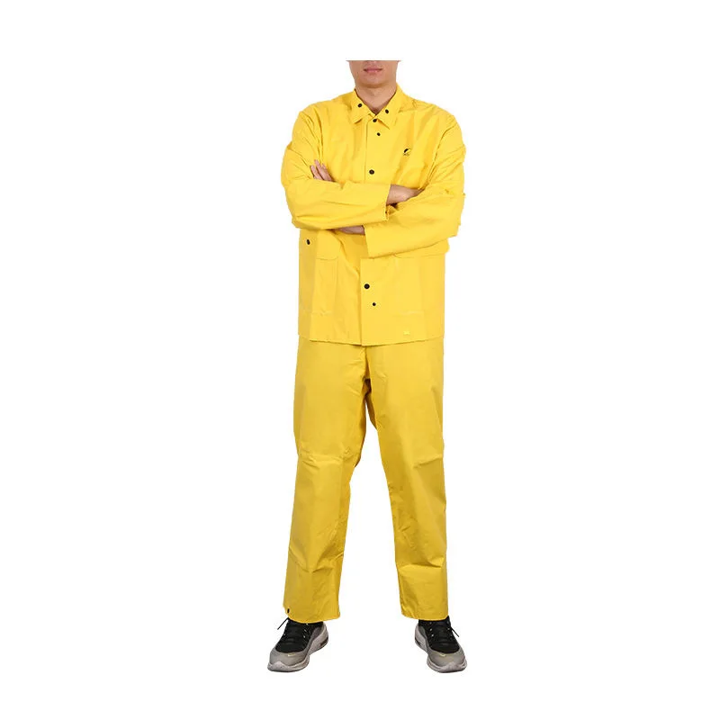 mens waterproof rainsuit workwear yellow pvc rainwear