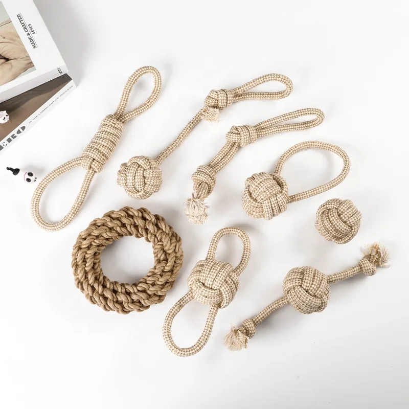 

Eco Natural Hemp Rope Pet Dog Toy Chew Toy Durable Cotton Rope Hemp Dog Toy Set