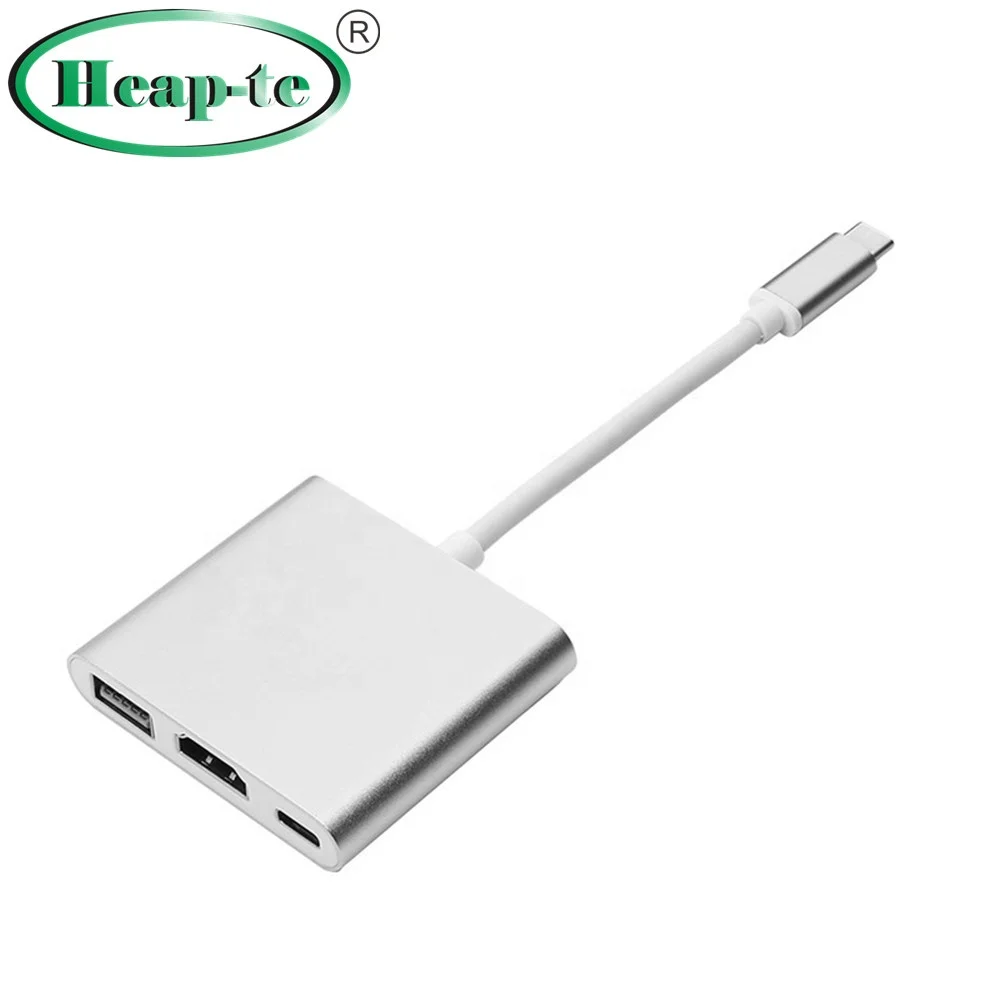 

Type C USB 3.1 Hub USB-C to USB 3.0/ HDMI/ Type C Female Charger Adapter for New Apple Macbook 12in Google Chromebook Pixe, Gold