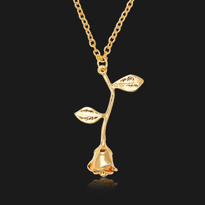 

fashion gold rose flower necklace for women wholesale N2012040, Picture shows