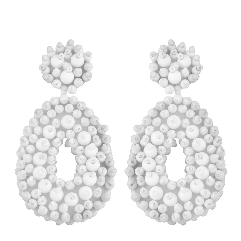 

2021 hot sale new high quality handmade women earrings ladies bohemian beaded pendant earrings, Picture shows
