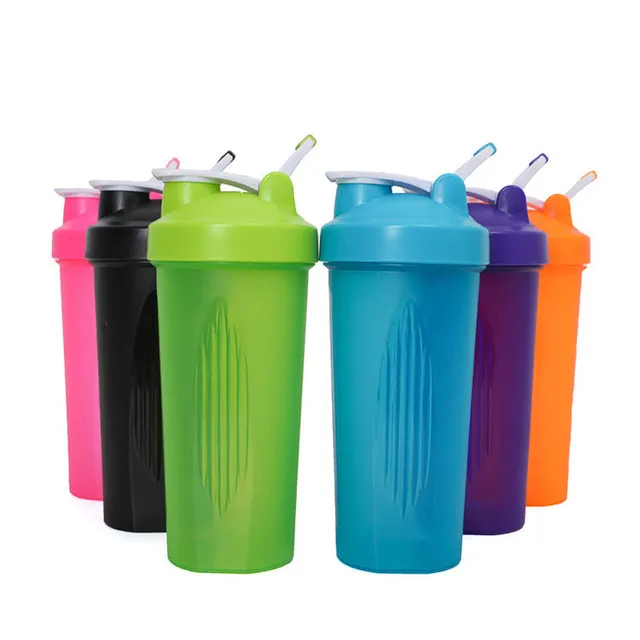 

600ML Custom bpa free protien shaker bottle gym cups Portable Plastic shaker water bottle with custom logo, White, red, orange, green, black, blue,pink