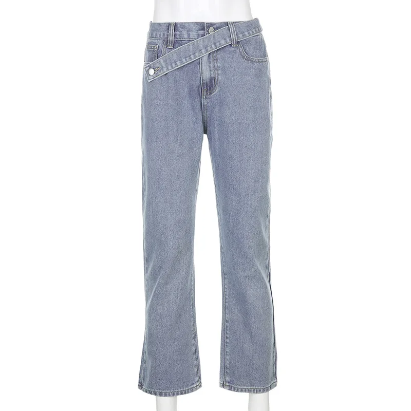 

Women's High-waist Straight-leg Jeans European and American New Casual Jeans
