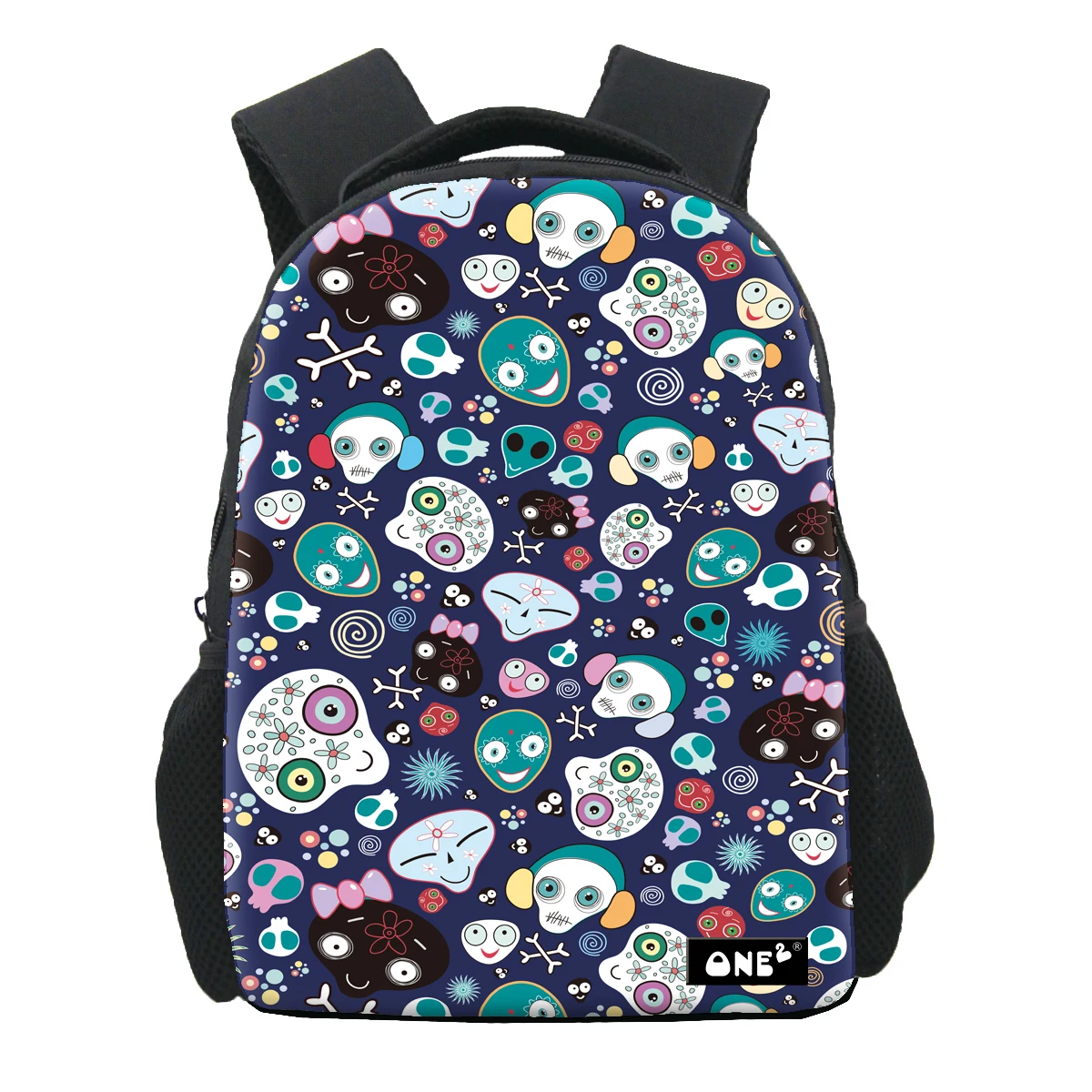 

All over print colorful skull design children school bags with soft handle large capacity lightweight bag school, Customized