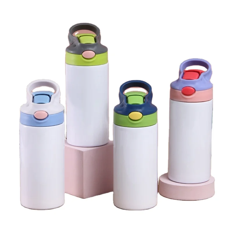 

Wholesale 12oz straight sublimation blanks double wall stainless steel water bottle with straw and lid, Customized color