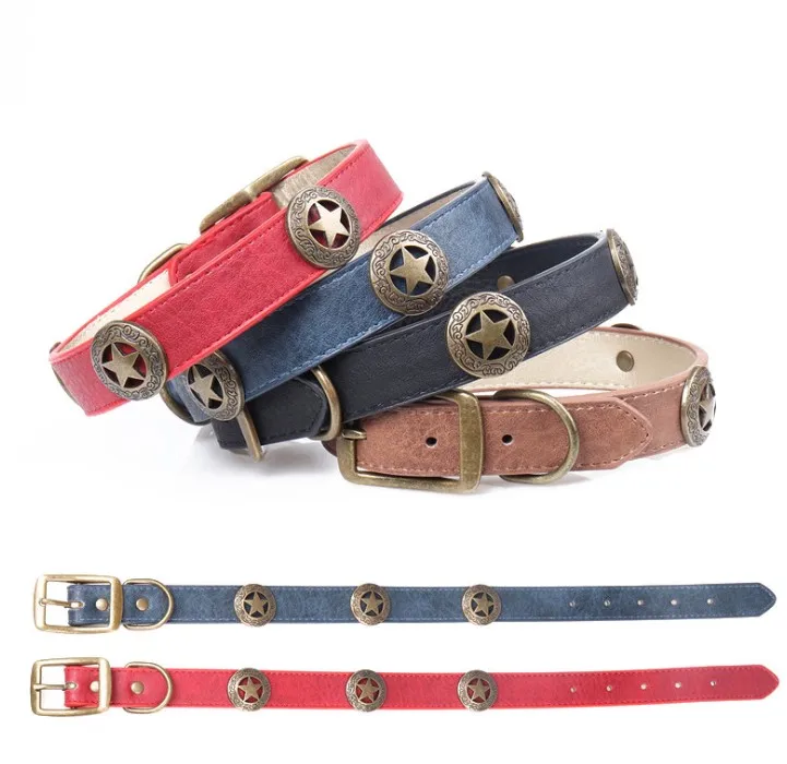 

TCW086 Best selling New medium and large dog shield pet collar PU dog collar pet supplies, Red gray