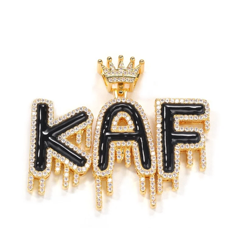 

Diy Personality Stitching Letter Chain Hip Hop Creative Dripping Crown Letter Pendant Holiday Gift, Gold