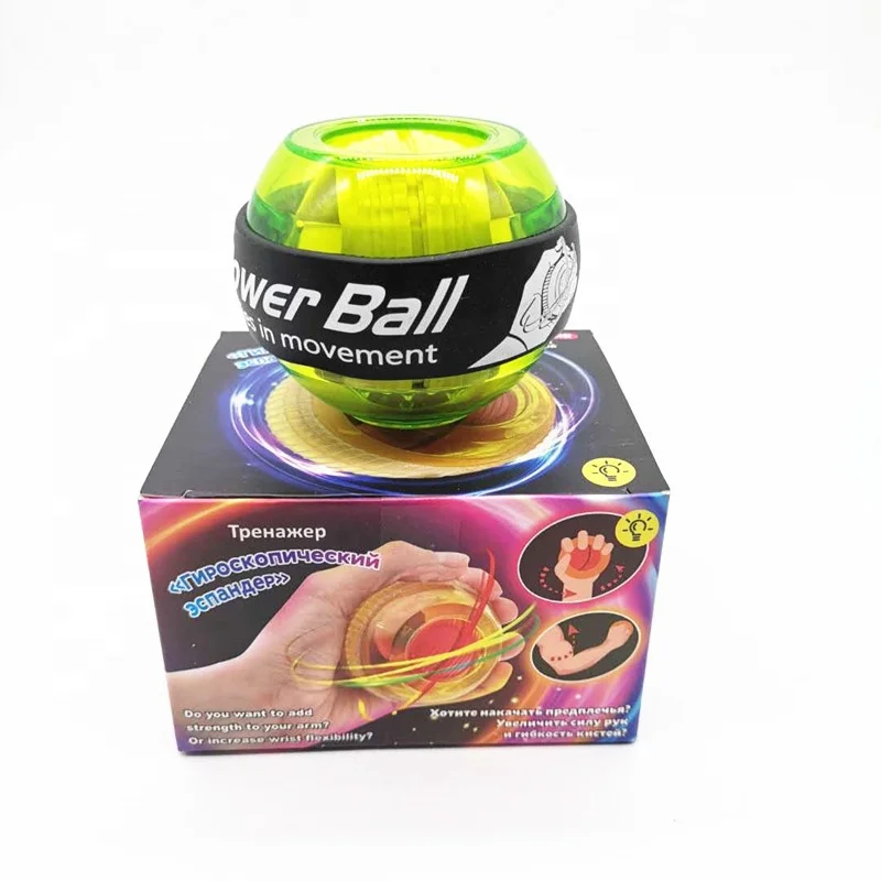 

Wrist Ball Gyroscope Powerball Wrist Exerciser Power Strengthener Force Ball Gyro Athletic Wristball Hand Spinner with LED Speed, Black/yellow/green