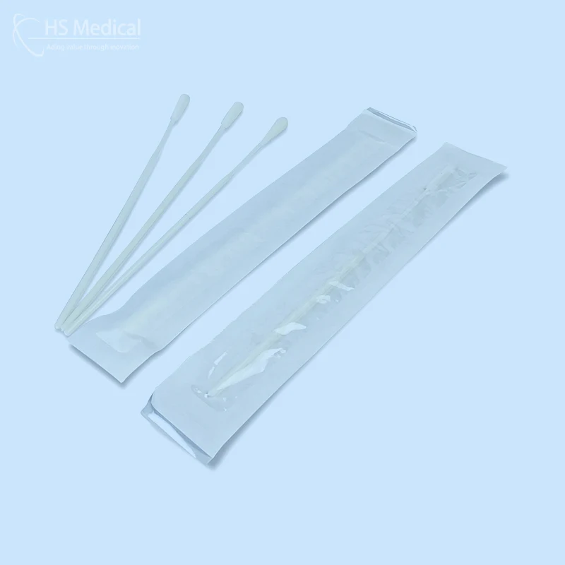 

hs medical sterile swab vtm kit with flocked nylon swab stick 500pcs cotton bud nasopharyngeal swab