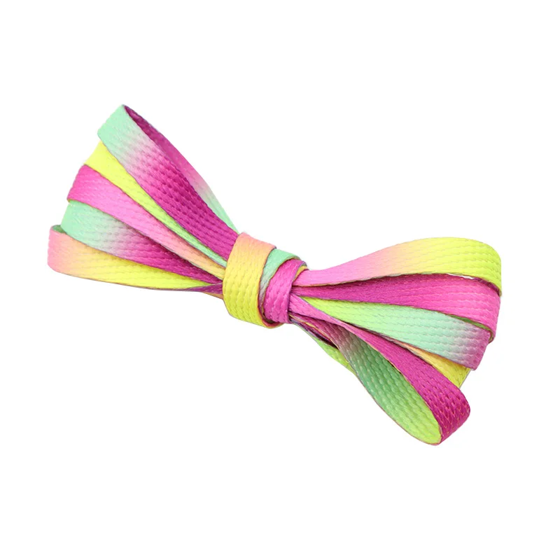 

Rainbow High Quality Multi Colors Flat polyester cotton Support Printed Manufacturer Hot Sale Shoelaces, Customized
