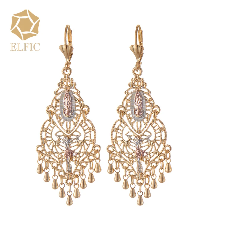 

Elfic 14K Gold Plated Earrings Virgin Mary and Jesus