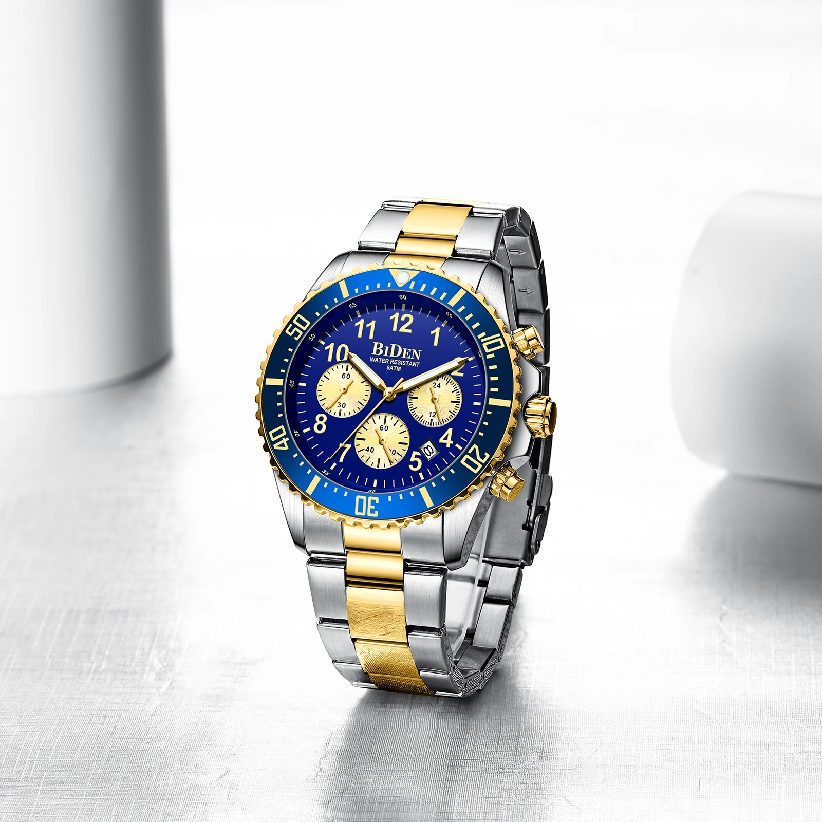 
New design sports watches men wrist top brand waterproof six hands stainless steel quartz watch for customized 