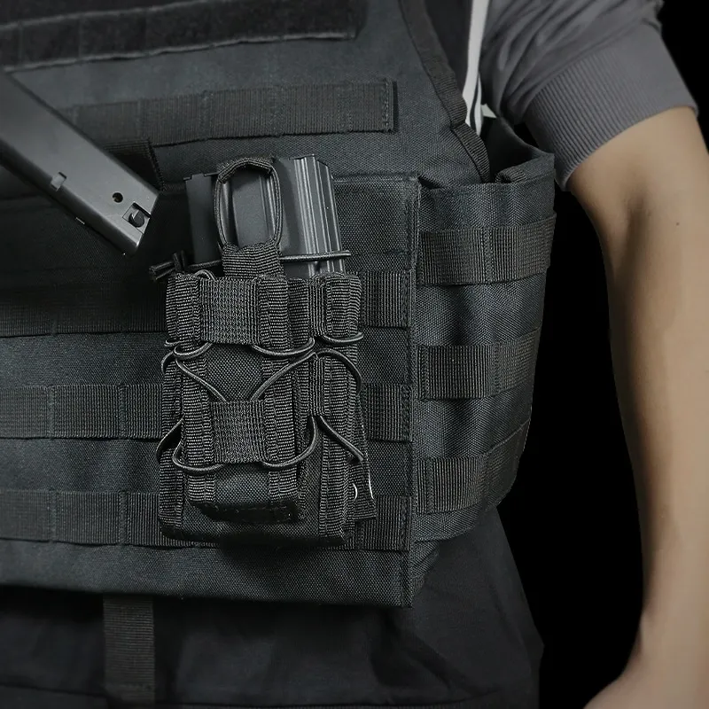 Factory Tactical Molle Double Decker Magazine Pouch Mag Holder 9MM Single Mag Carrier Holster AMMO Vest Pouch