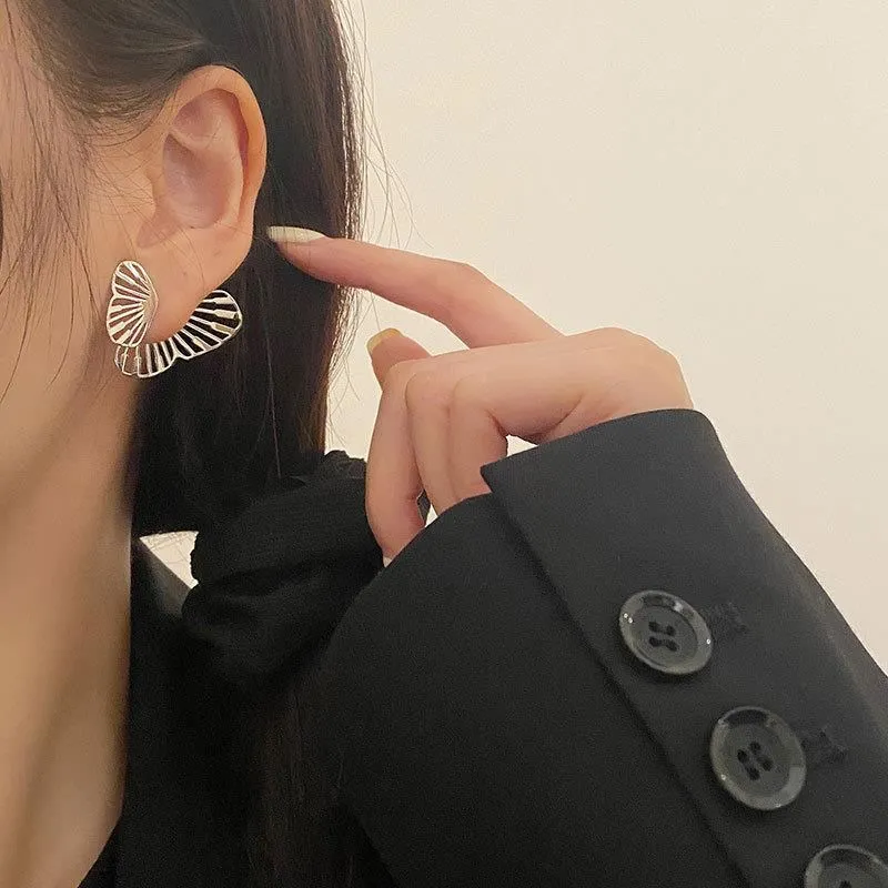 

2023 Fashion Jewelry Femme Korean Studs 18K Gold Plated Heart Butterfly Earing 925 Sterling Silver Hoop Earrings Women Luxury