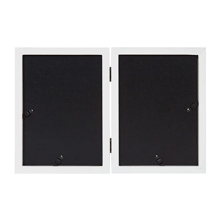 PHOTA Set of 4 Hinged 5x7 Wood Picture Frame White 2 opening Photo Frame
