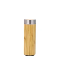 

12oz and 14oz Wholesale Bamboo Tumbler Cups Stainless Steel Water Bottle Coffee Mug with Tea Infuser & Strainer Mugs with lid
