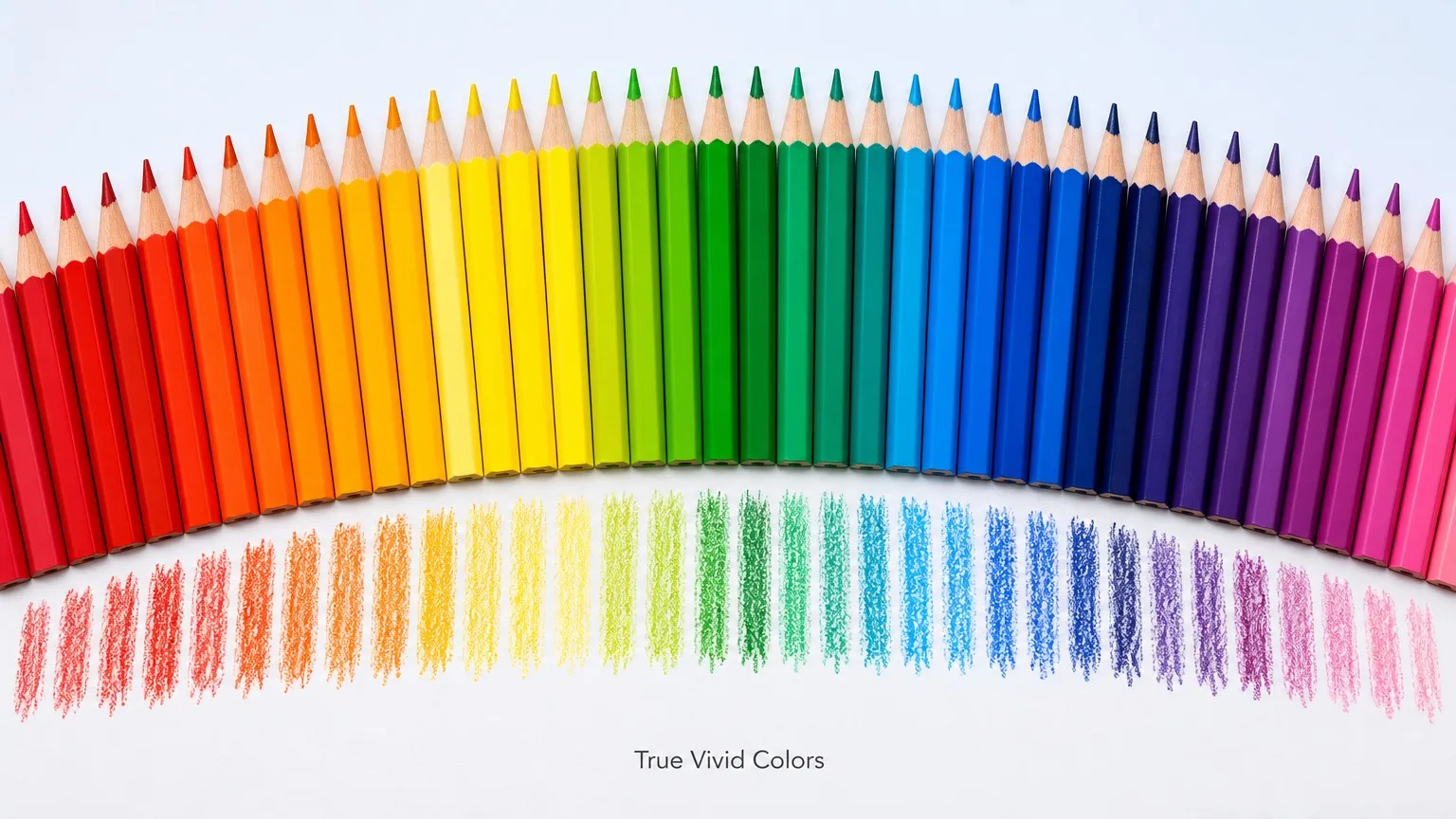 True Vivid Colors &mdash; rainbow arc with stroke samples