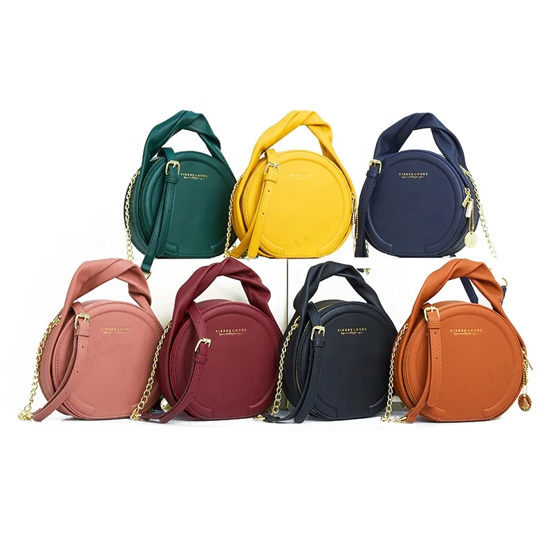 

Fashion Bags For Ladies Girls Round Chain Sling Shoulder Crossbody Pu Leather Bag