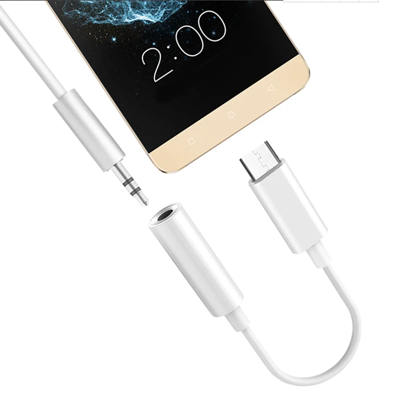 

3.5mm headphone jack aux adapter to type c audio adapter cable 3.5 aux cable for Sumsang for Android, White