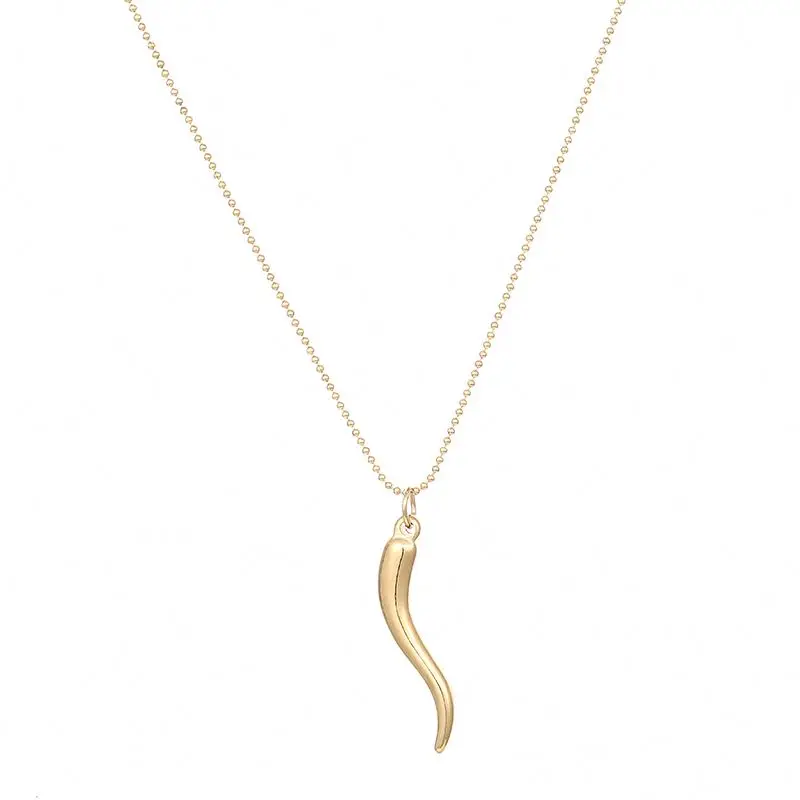 

Long Pepper Shaped Stainless Steel Fashion Pendant Gold Plated Adjustable Chain Necklace