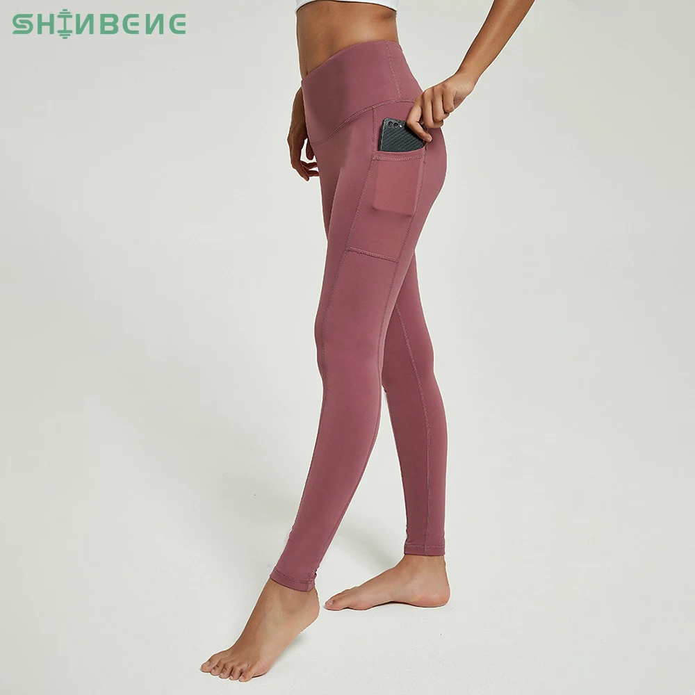 

SHINBENE NO CAMEL TOE+POCKET Fitness Workout Leggings Women Thicken Fabric High Waist Sport Gym Tights Yoga Pants with Pocket