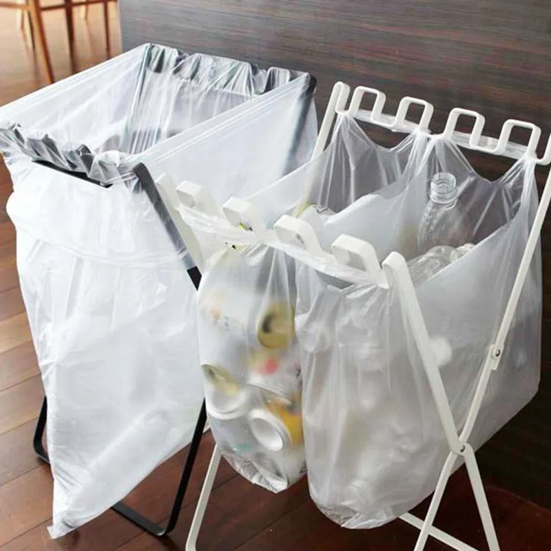 

Simple iron portable foldable rubbish bag holder sundries storage bracket Kitchen handbag rack
