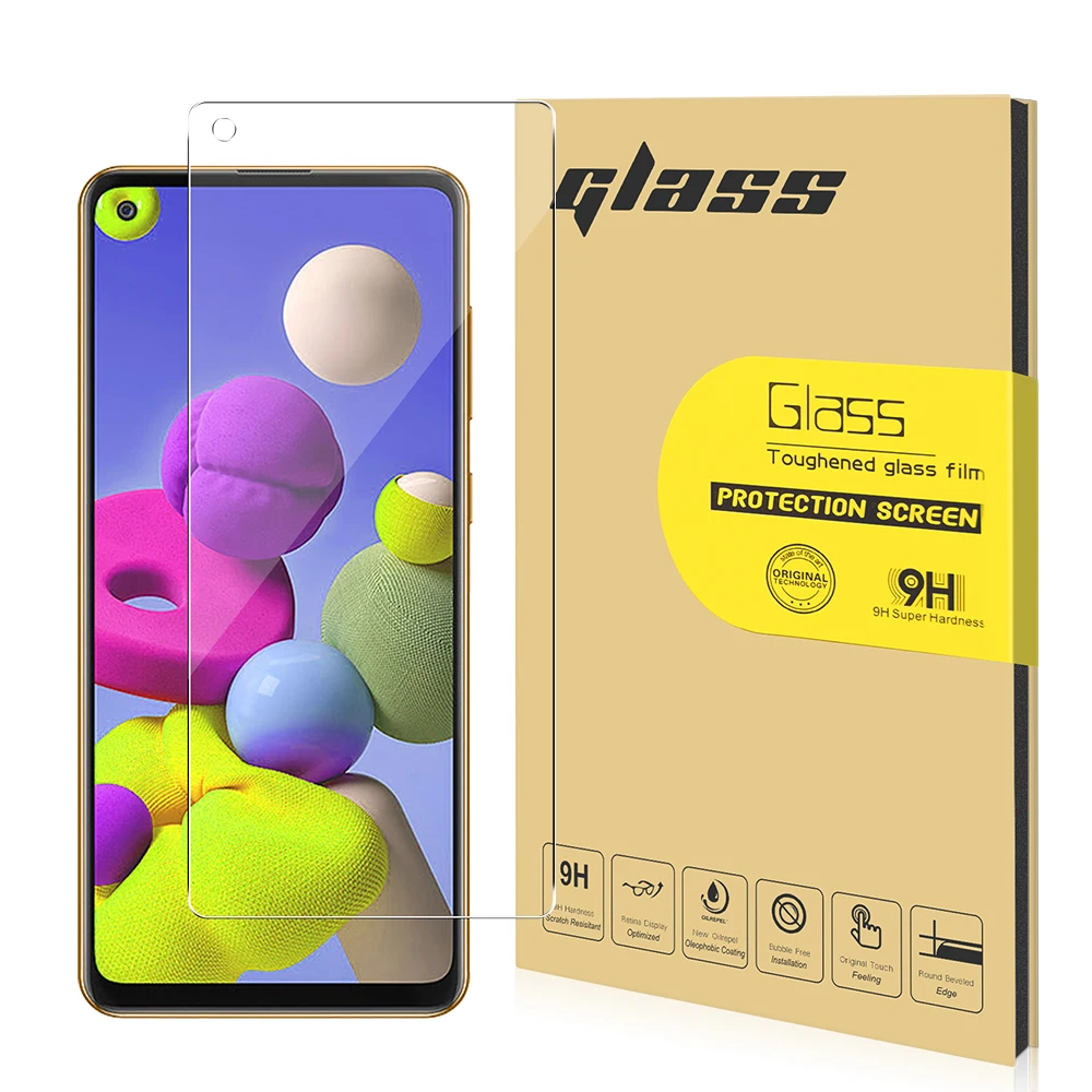 

Exclusive Hot Selling 2.5D 9H Anti-smudge Full glue Mobile Phone Transparent Glass Film Tempered Glass Screen For Samsung A21S