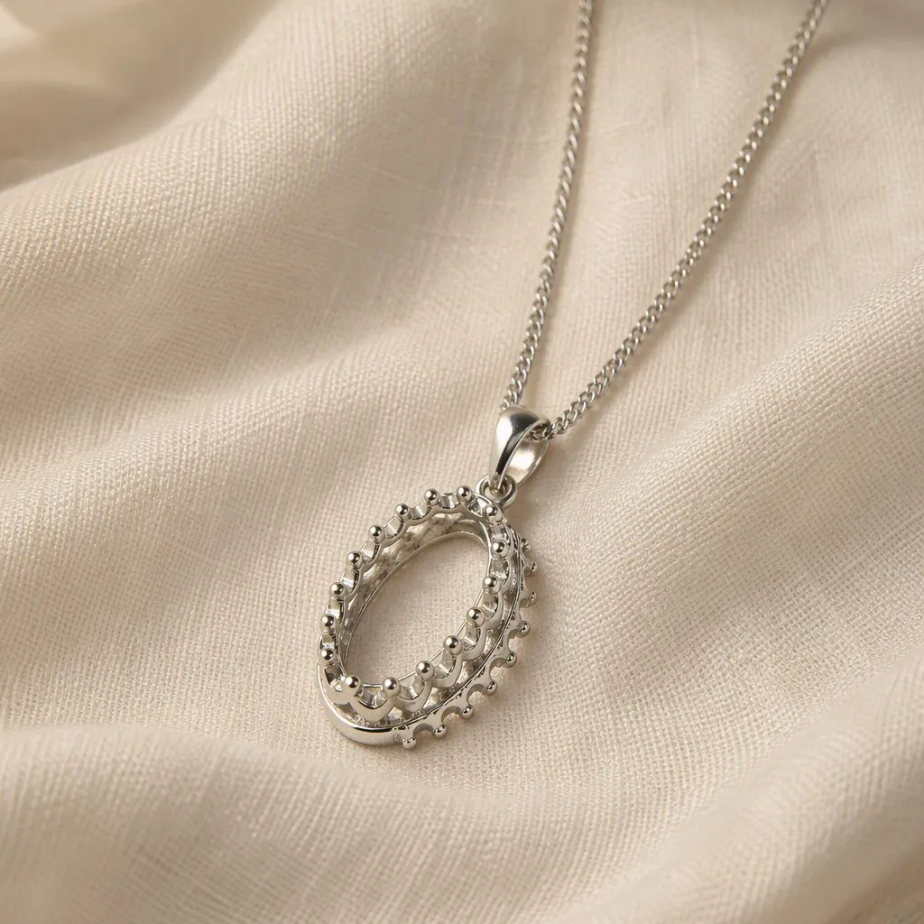 925 sterling silver pendant necklace styled on fabric