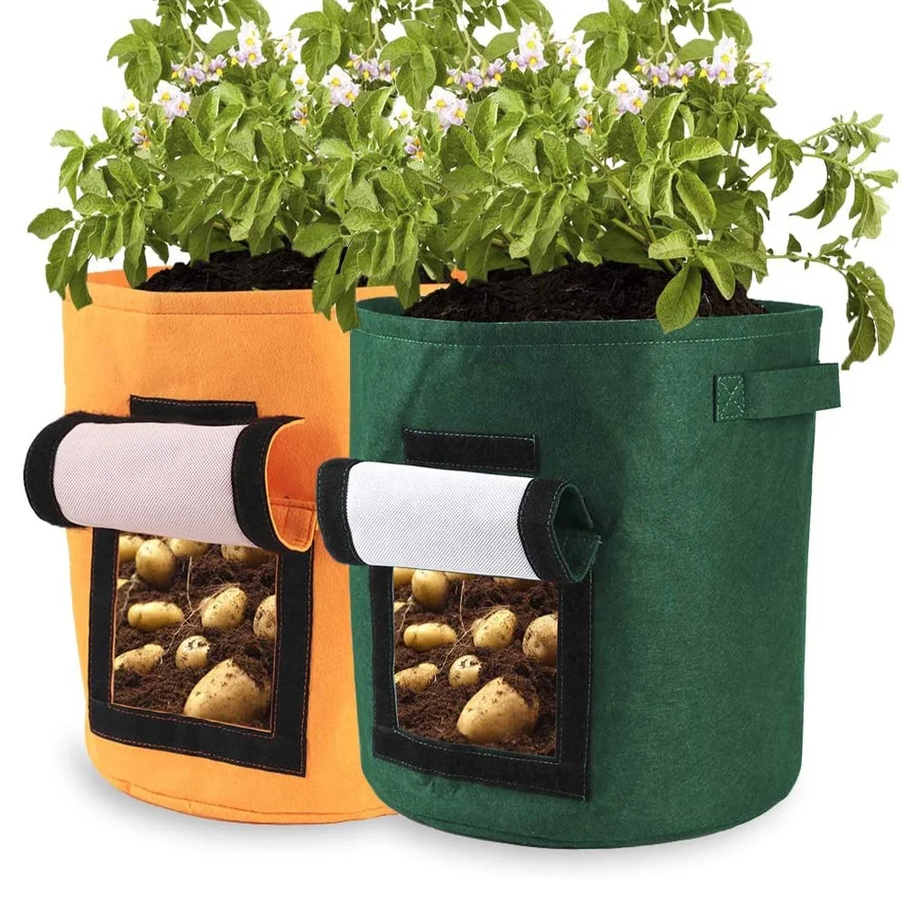 

Free Samples 5 7 10 15 25 30 100 Gallon Felt Pot Potato Onion Seed Planter Plant Grow Bag 300G Thickened Fabric Pots with Handle, Black, gray, white, green, brown, customized