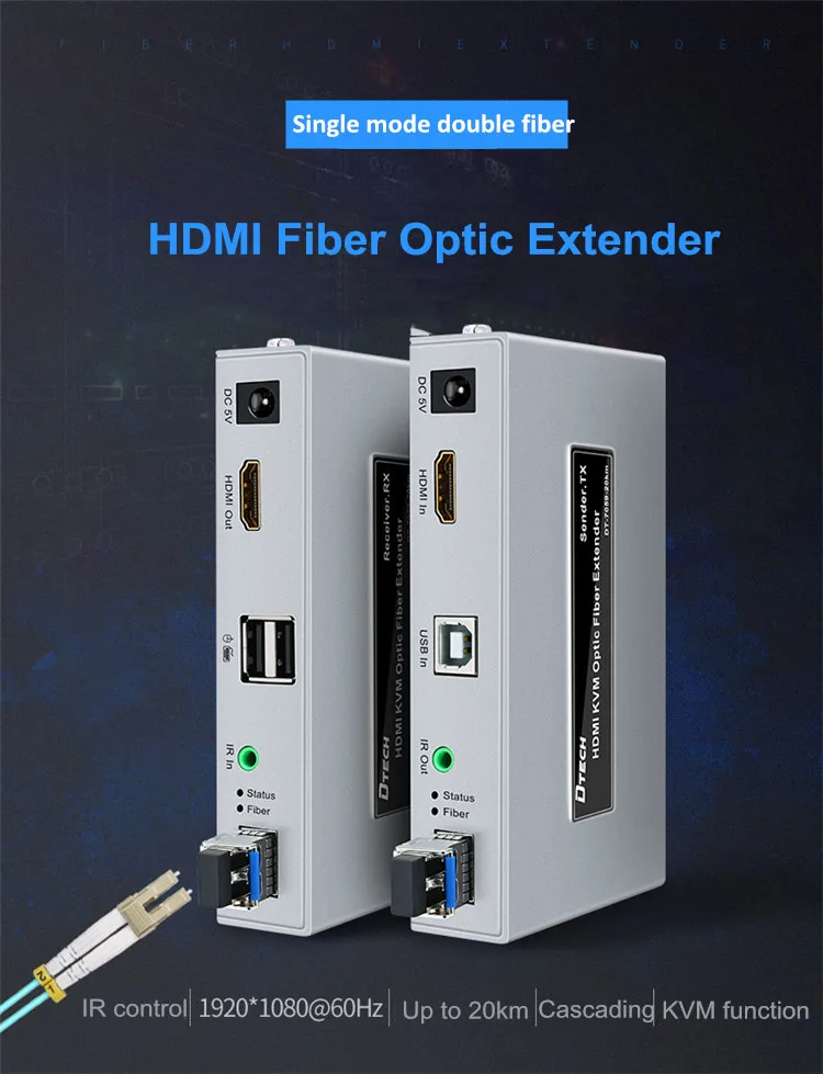 Factory Price OEM ODM KVM RX TX HDMI fiber extender over fiber 20km