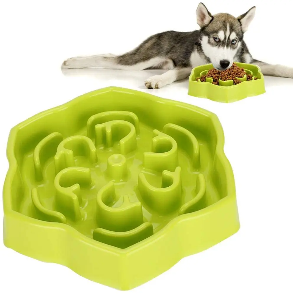 

Anti-Gulping Dog Bowl Slow Feeder, Interactive Bloat Stop Pet Bowl for Fast Eaters Dog Cat Plastic Feeding Food Bowls, Red and blue and green