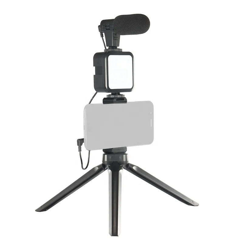 

live broadcast youtube tripod stand camera light and microphone kit